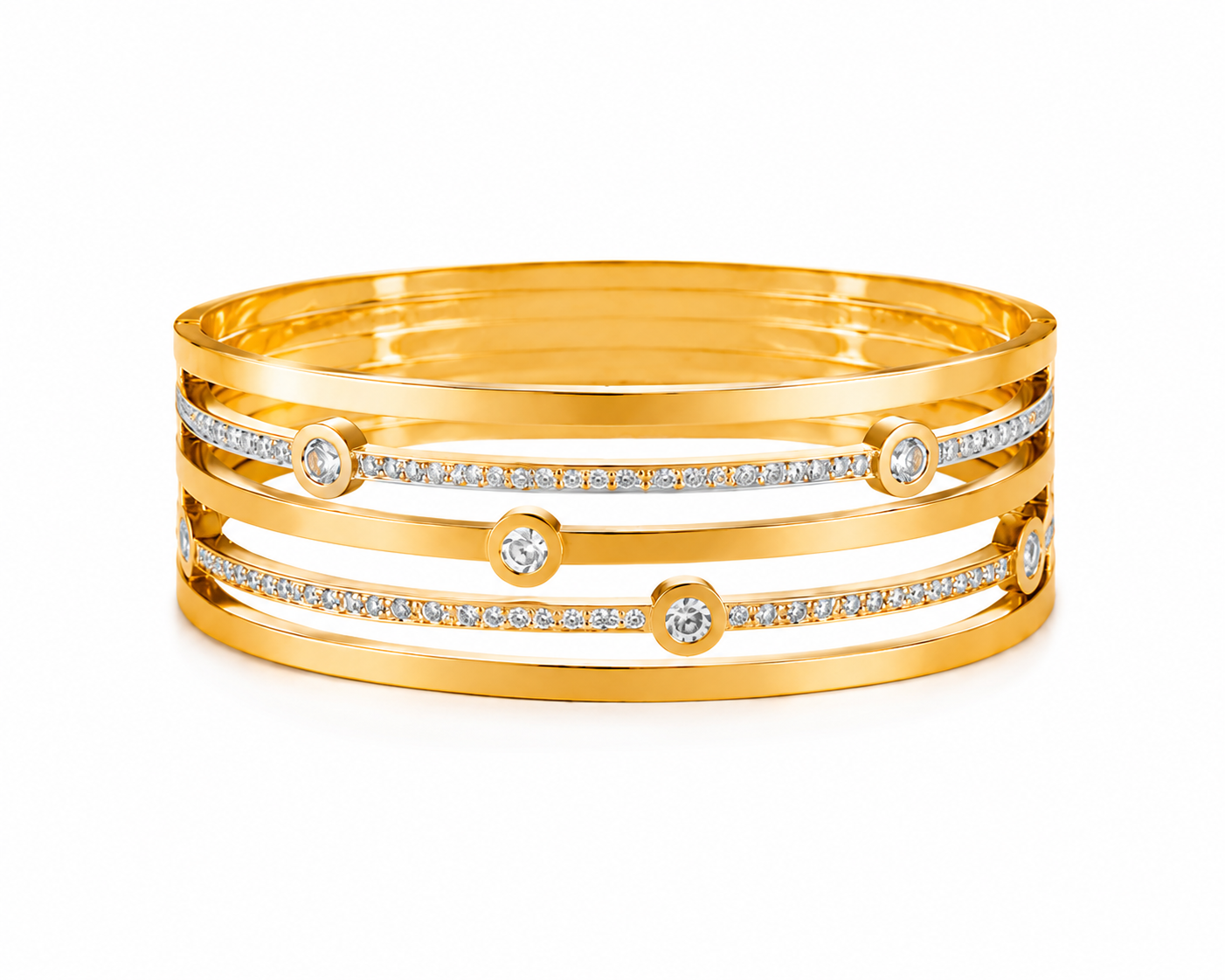 Aurelia Crystal Layered Cuff Bangle