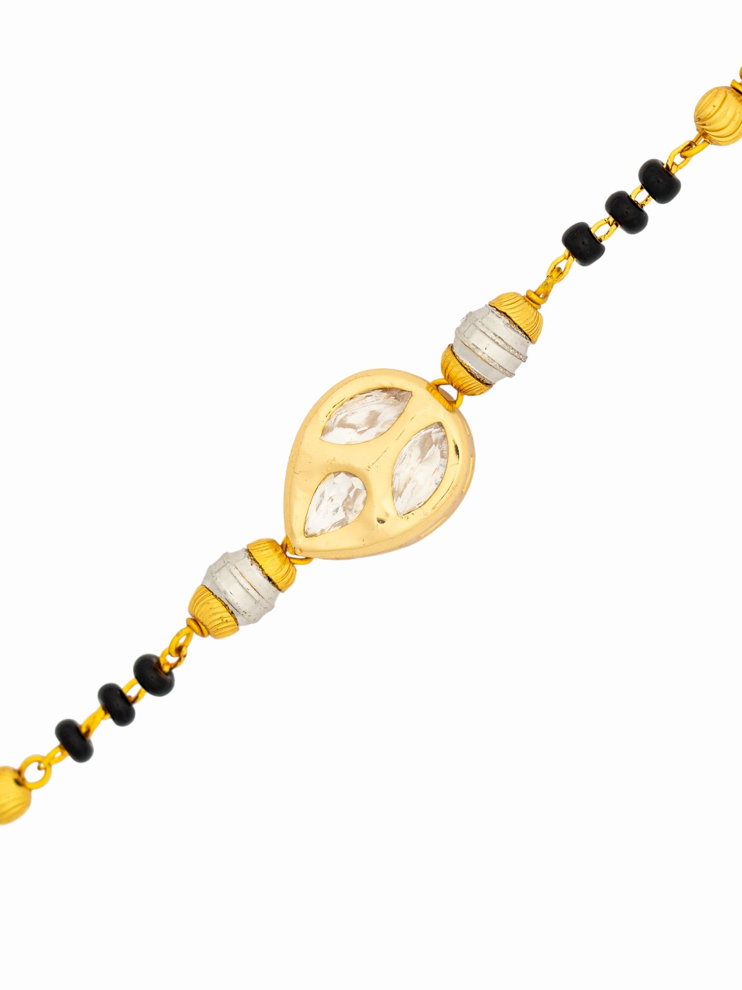 Gold Plated Anti Tarnish Mangalsutra Bracelet (Tri Leave Pattern)