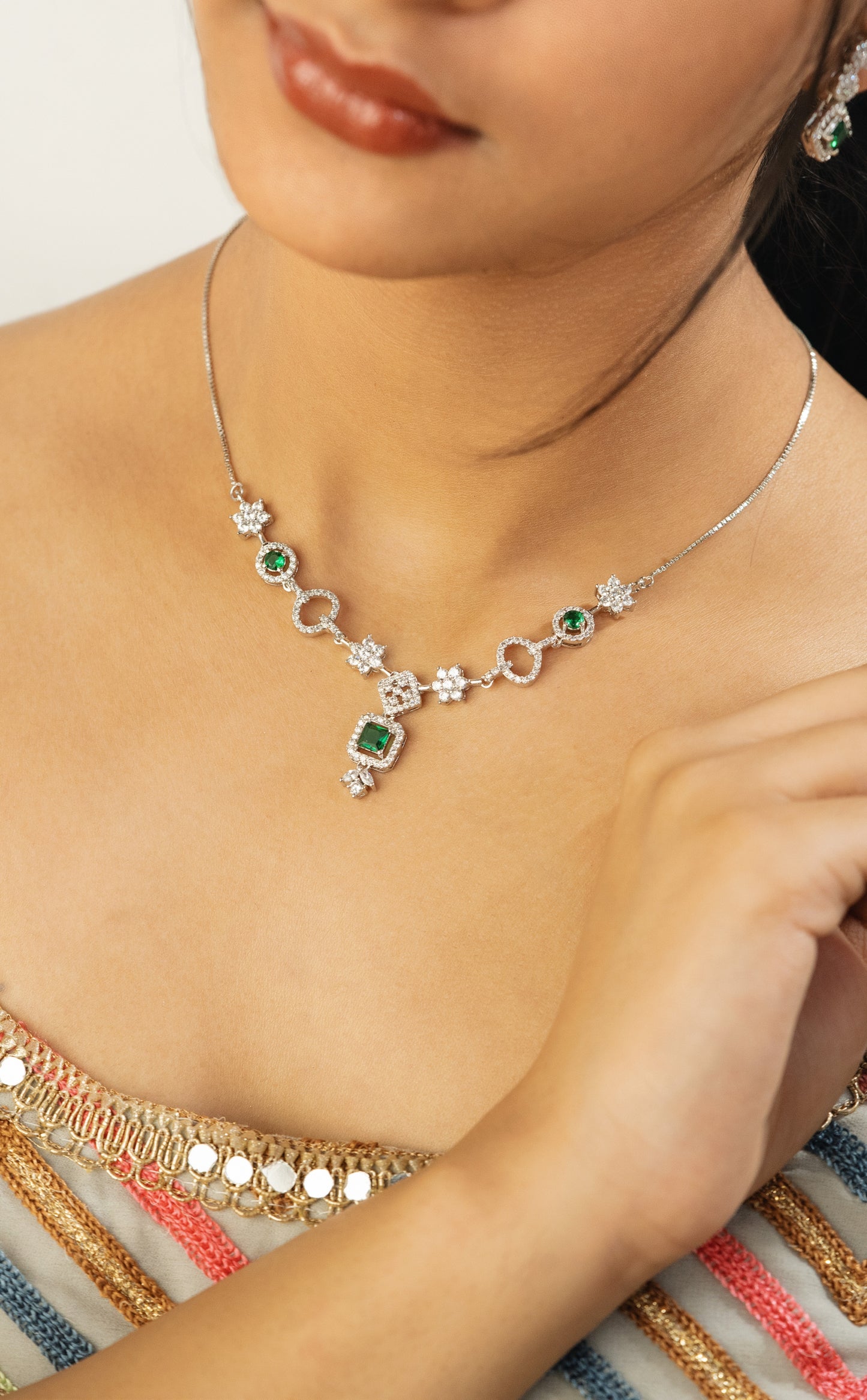 The Emerald 925 Pure Silver Fine Necklace