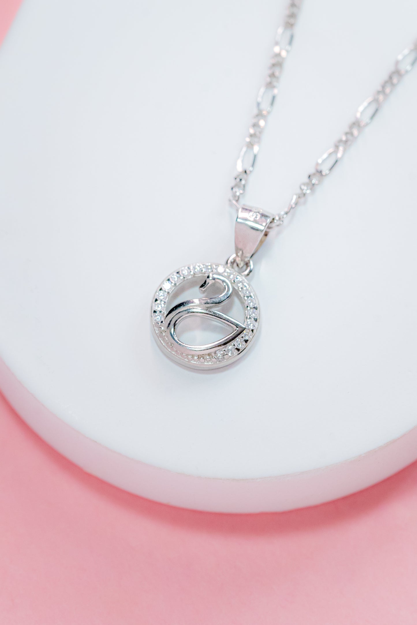 925 Pure Silver Fine Swan Zircon Pendant