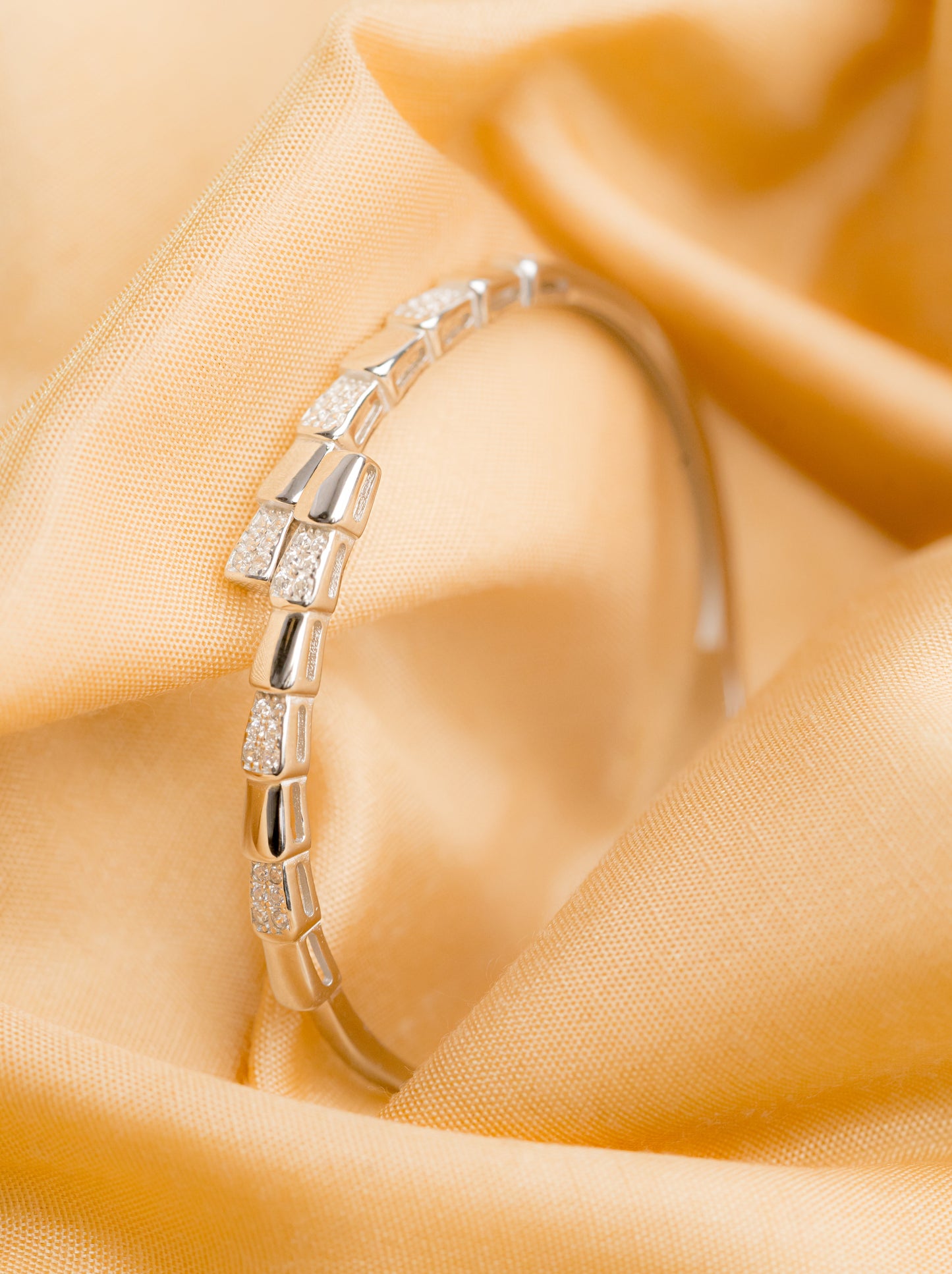 Plaid 925 Pure Silver Fine Bracelet