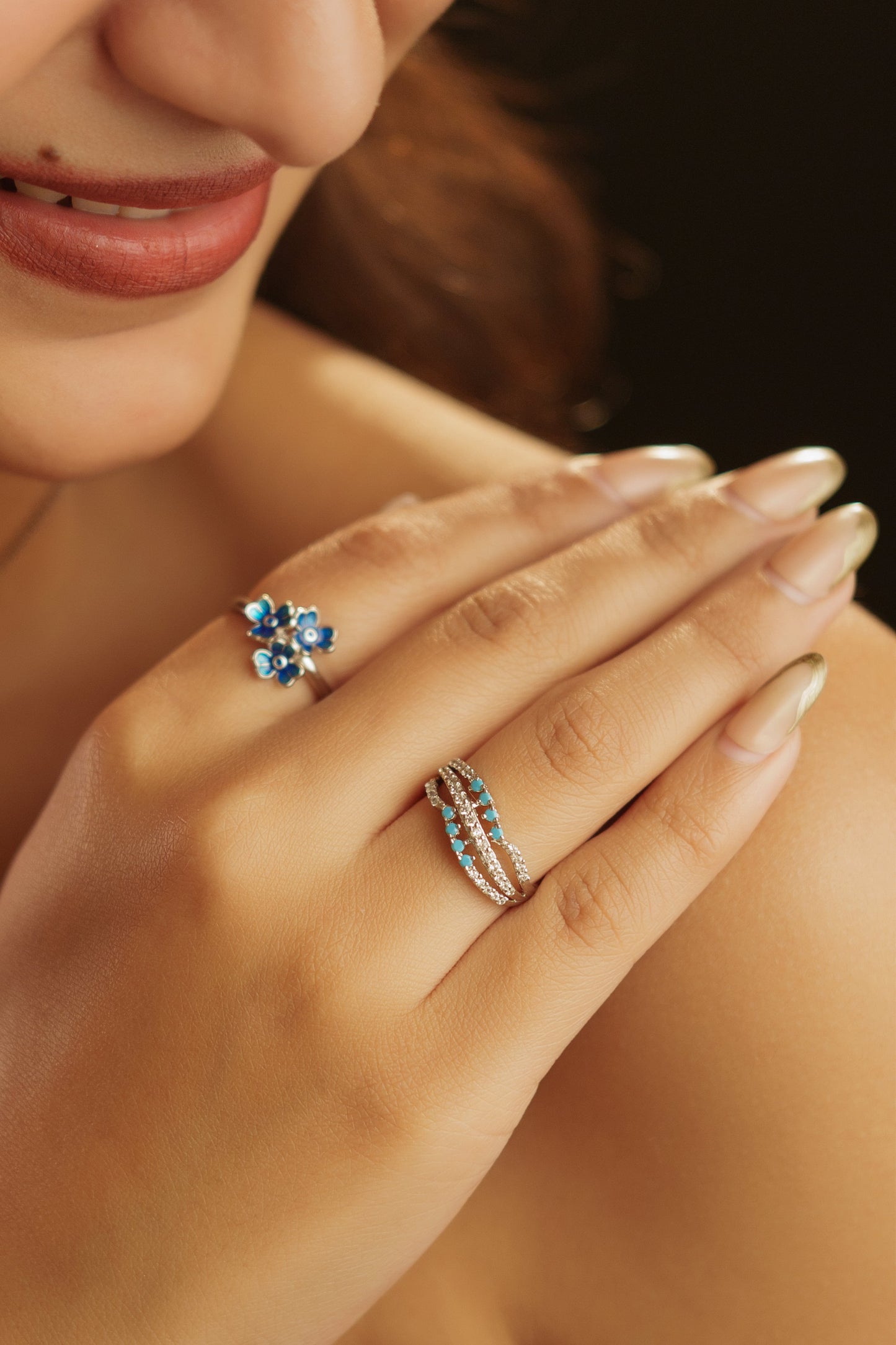 Teal Zircon 925 Pure Silver Fine Ring