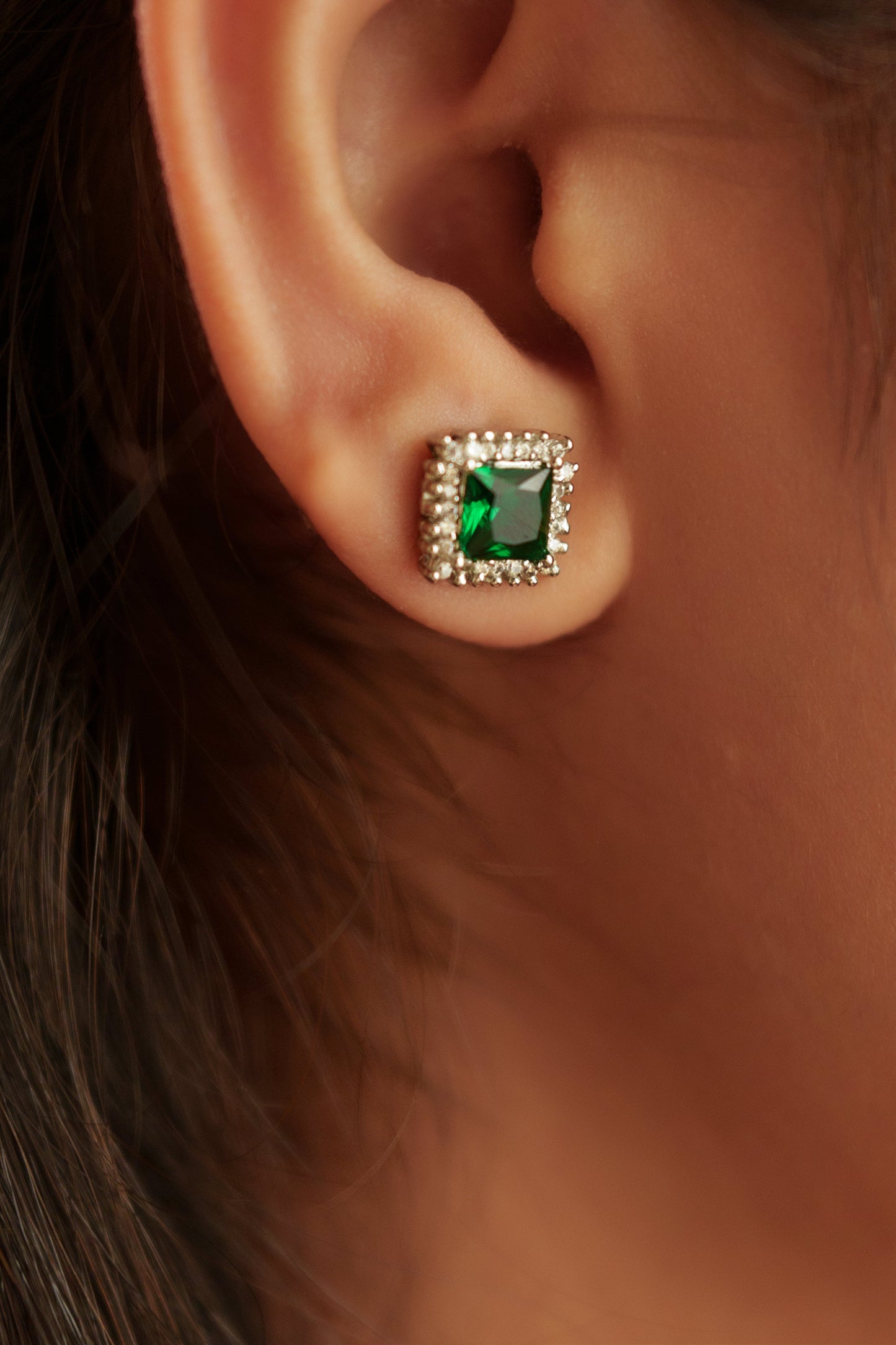 925 Pure Silver Fine Quad Emerald Green Pendant Set