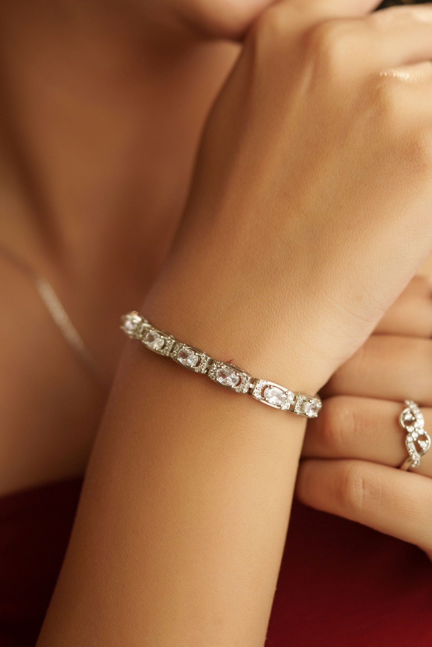 925 Pure Silver Fine Arena Quad Zircon Bracelet