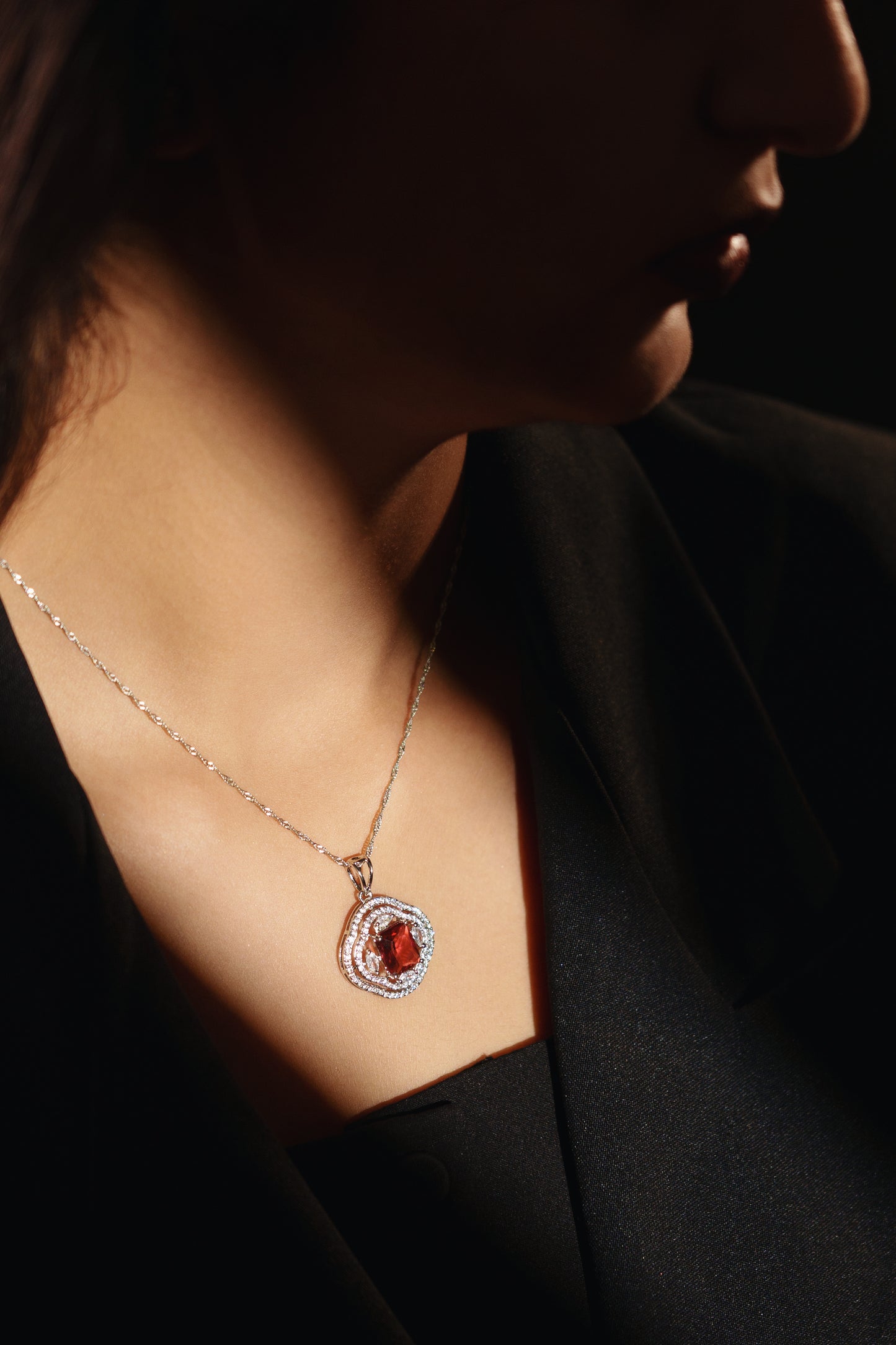 925 Pure Silver Fine Empress Rose Pendant