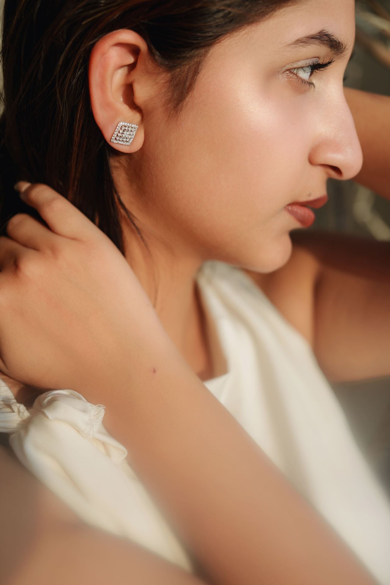 925 Pure Silver Fine The Quad Zircon Studs