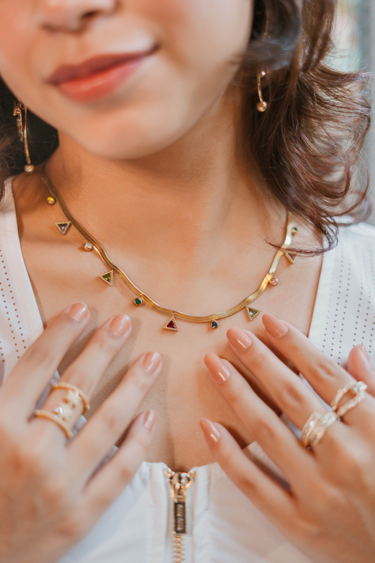 Gold Plated Necklace with Gemstones