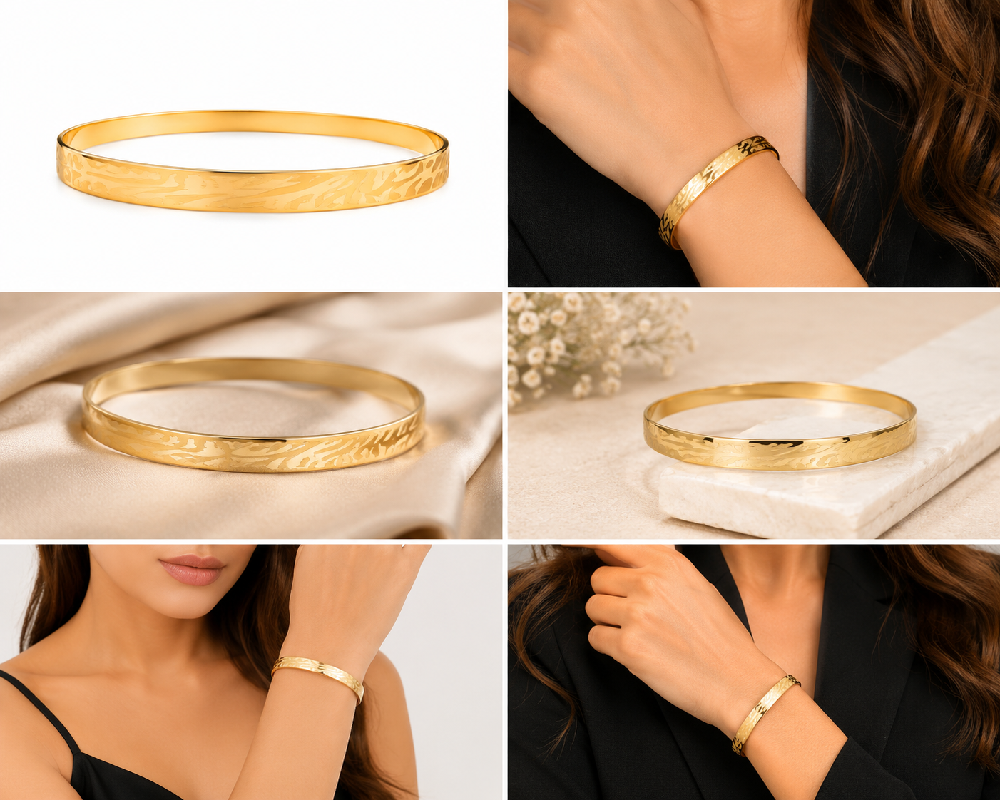 Veloura Textured Gold Bangle