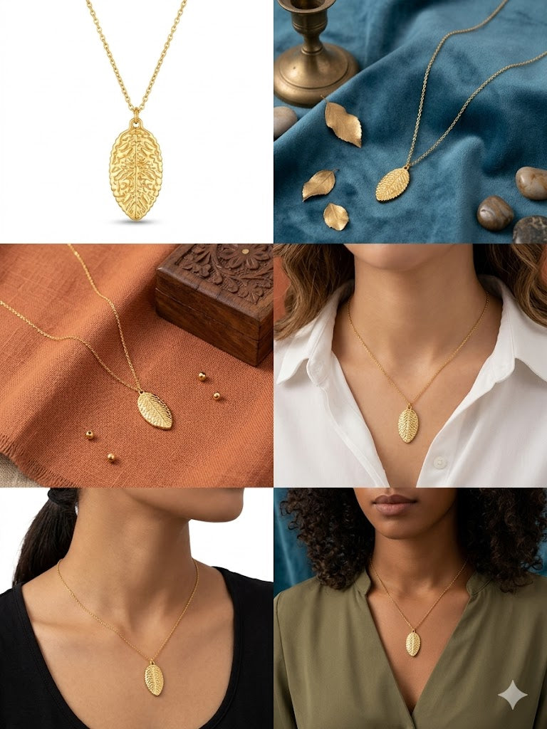Eterna Leaf Charm Necklace