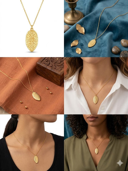 Eterna Leaf Charm Necklace
