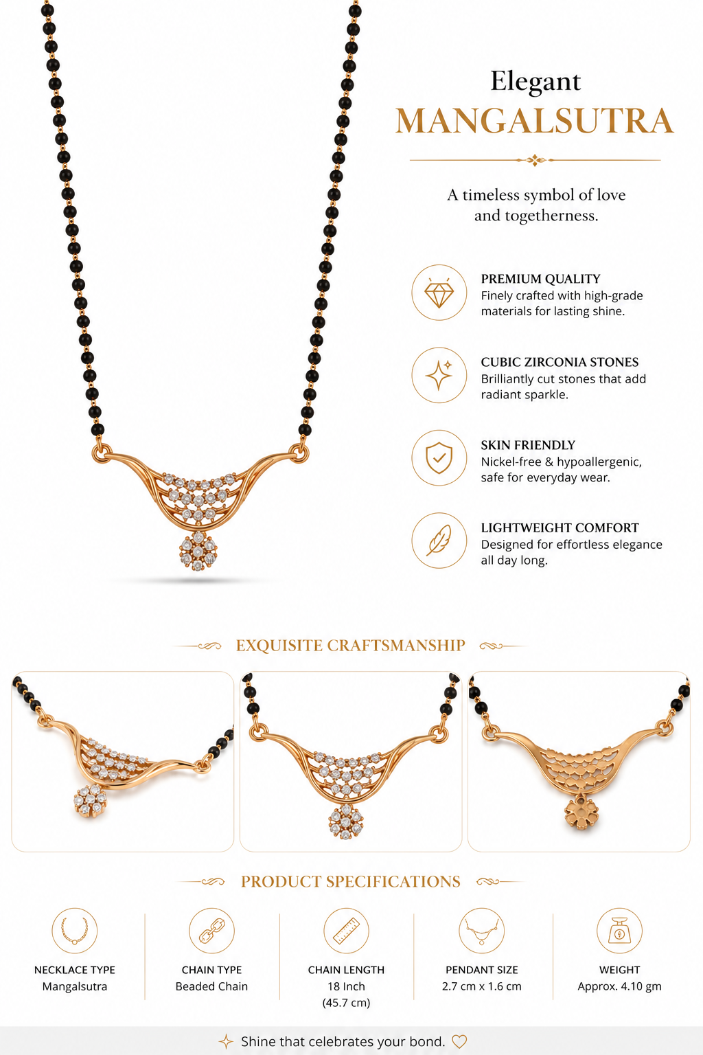 Golden Wave Charm Mangalsutra