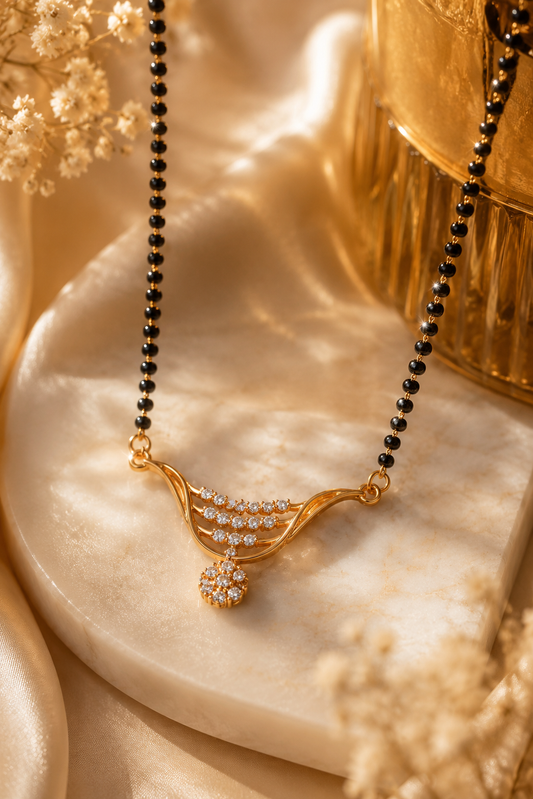 Golden Wave Charm Mangalsutra