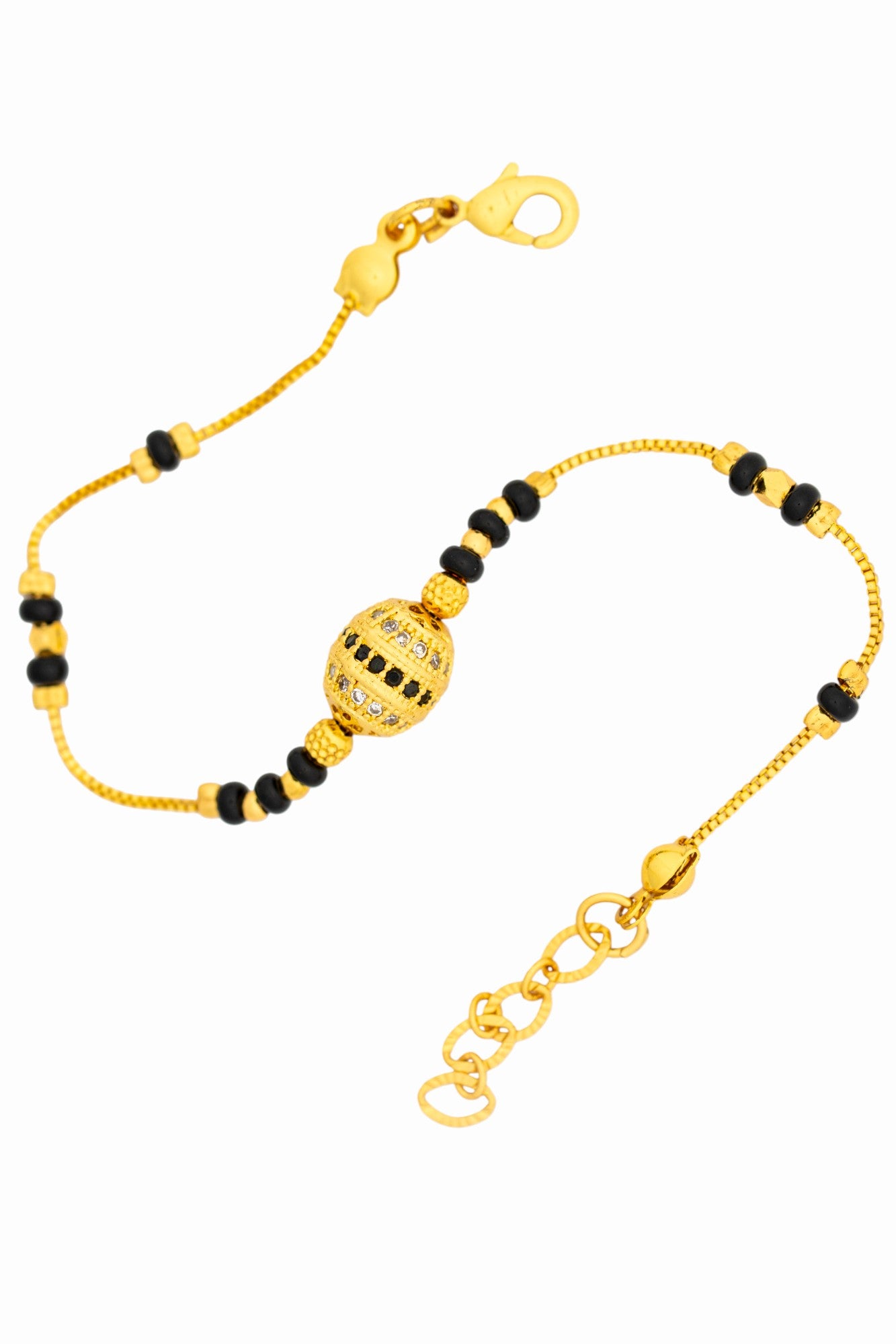 Gold Plated Anti Tarnish Mangalsutra Bracelet (Golden Bead Pattern)