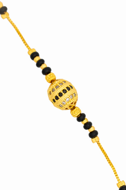 Gold Plated Anti Tarnish Mangalsutra Bracelet (Golden Bead Pattern)