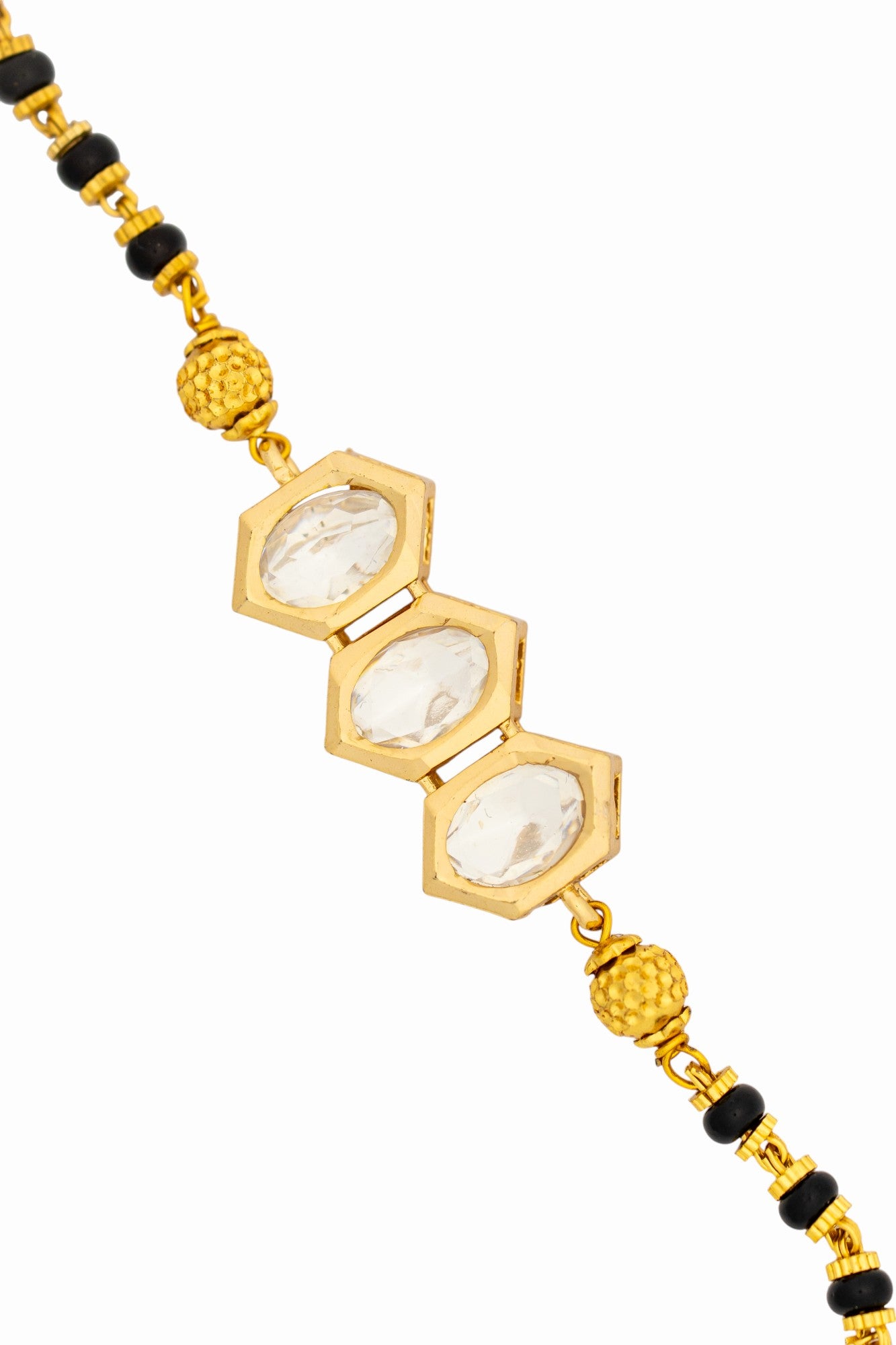 Gold Plated Anti Tarnish Mangalsutra Bracelet (Tri Pentagon Pattern)