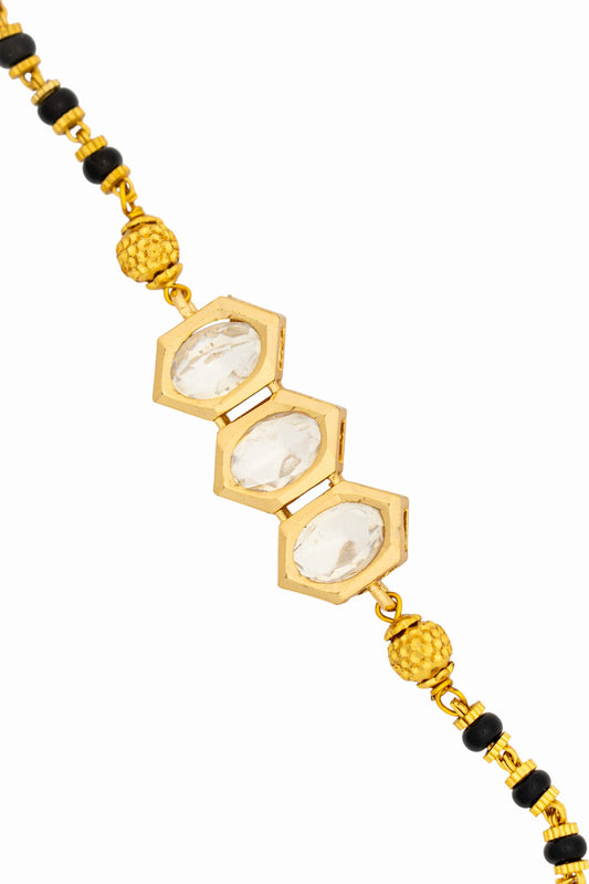 Gold Plated Anti Tarnish Mangalsutra Bracelet (Tri Pentagon Pattern)