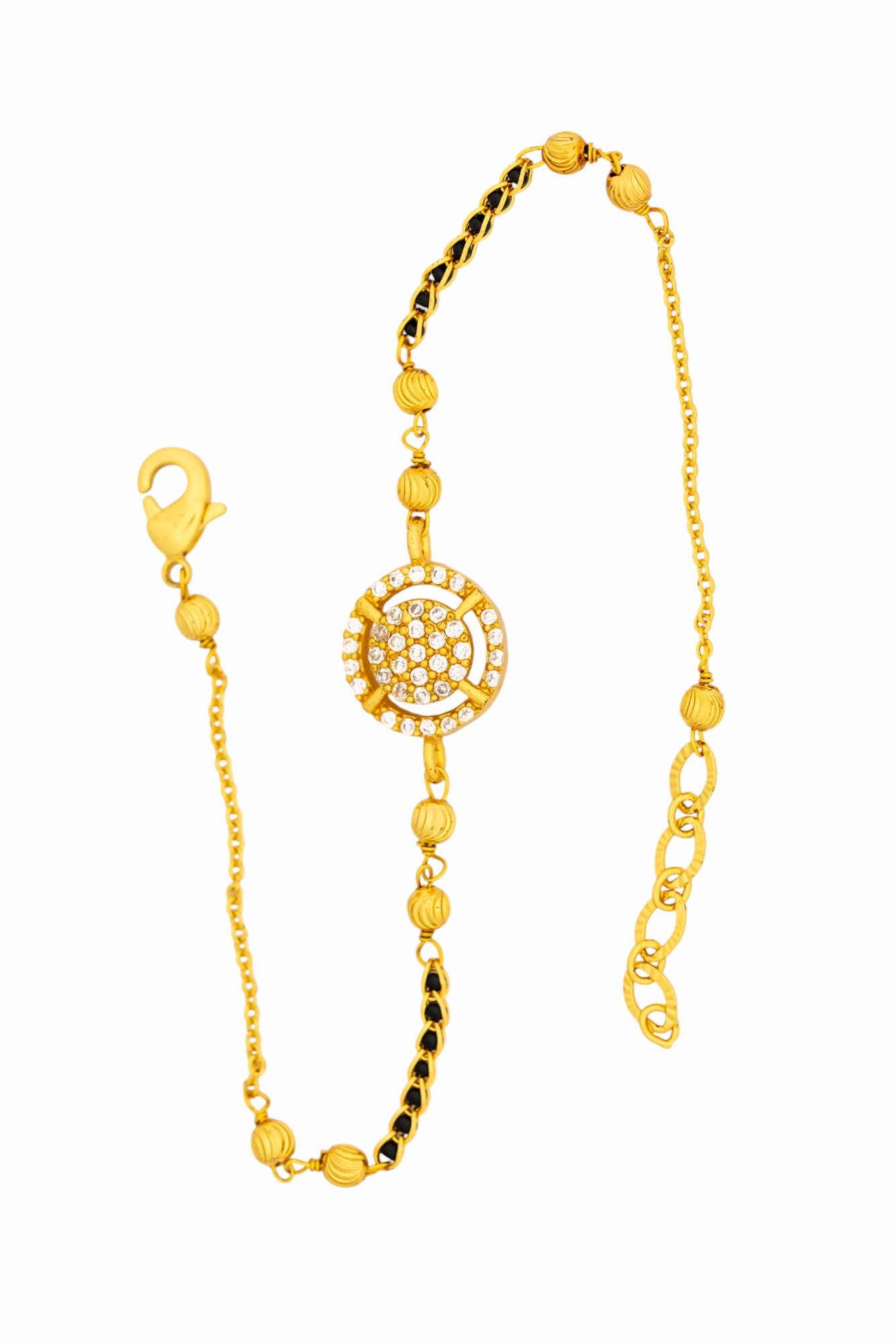 Gold Plated Anti Tarnish Mangalsutra Bracelet (Chkara Pattern)