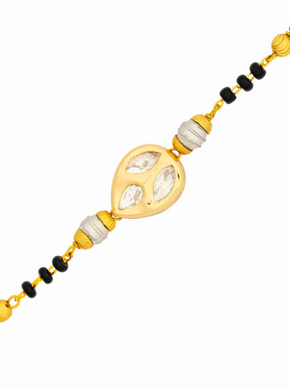 Gold Plated Anti Tarnish Mangalsutra Bracelet (Tri Leave Pattern)