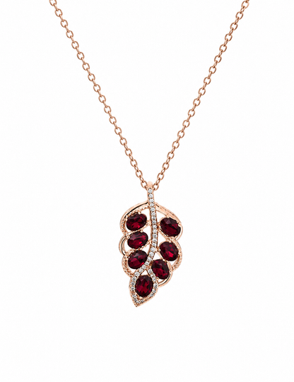 Ruby Leaf Elegance Pendant