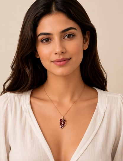 Ruby Leaf Elegance Pendant