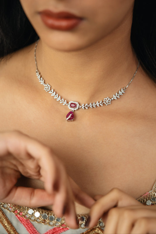The Regal Red Fine Silver Necklace