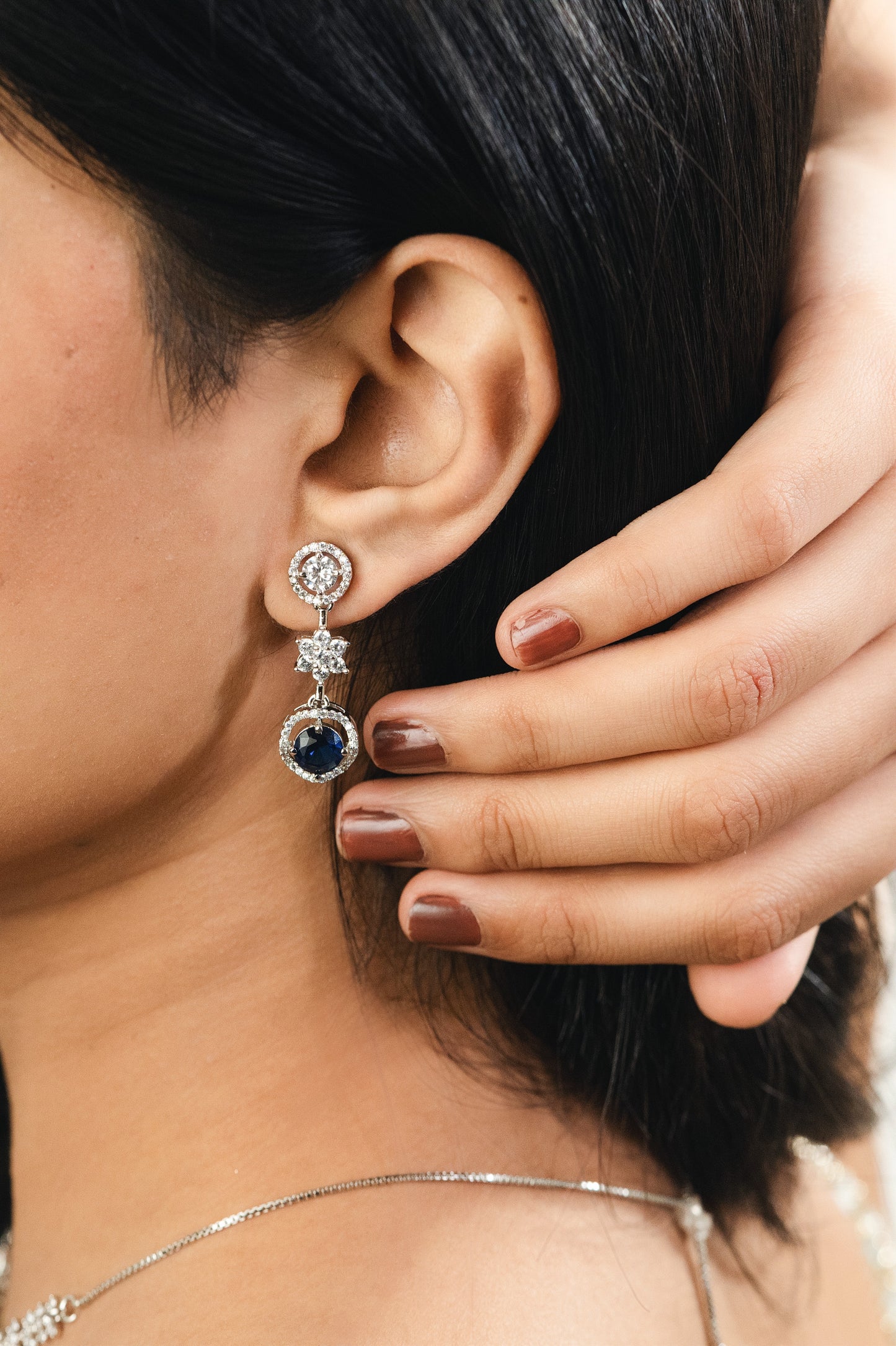 The Ranisa Blue Stone 925 Pure Silver Fine Earrings