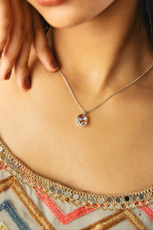 The Wine Swarovski Stone 925 Pure Silver Fine Pendant