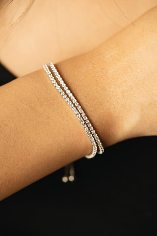 Fine Silver Double Layer Tennis Bracelet