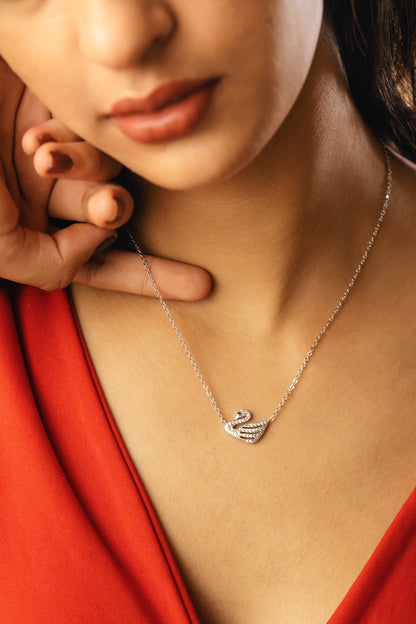 The Swan Zircon 925 Pure Silver Fine Pendant