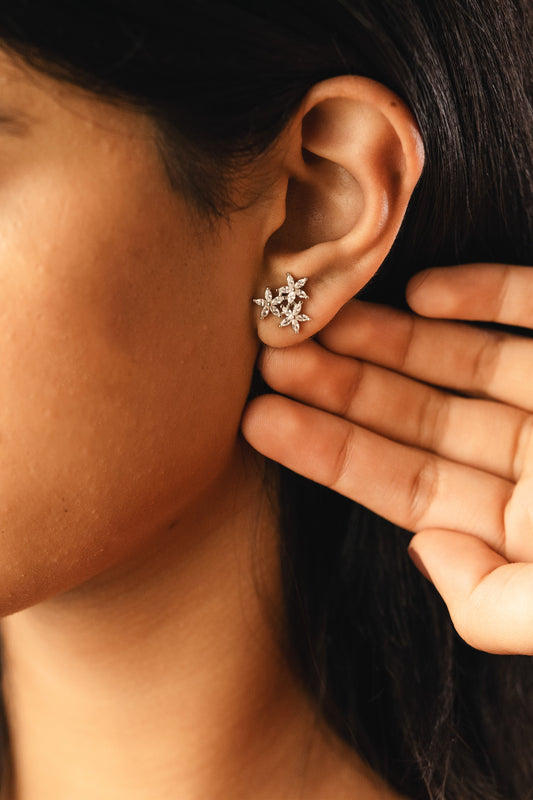 Tri Star Fine Silver Earrings