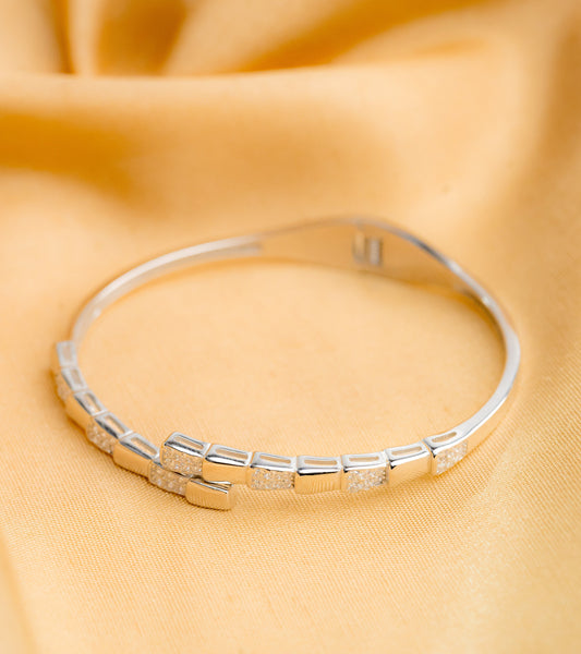 Plaid Fine Silver Bracelet