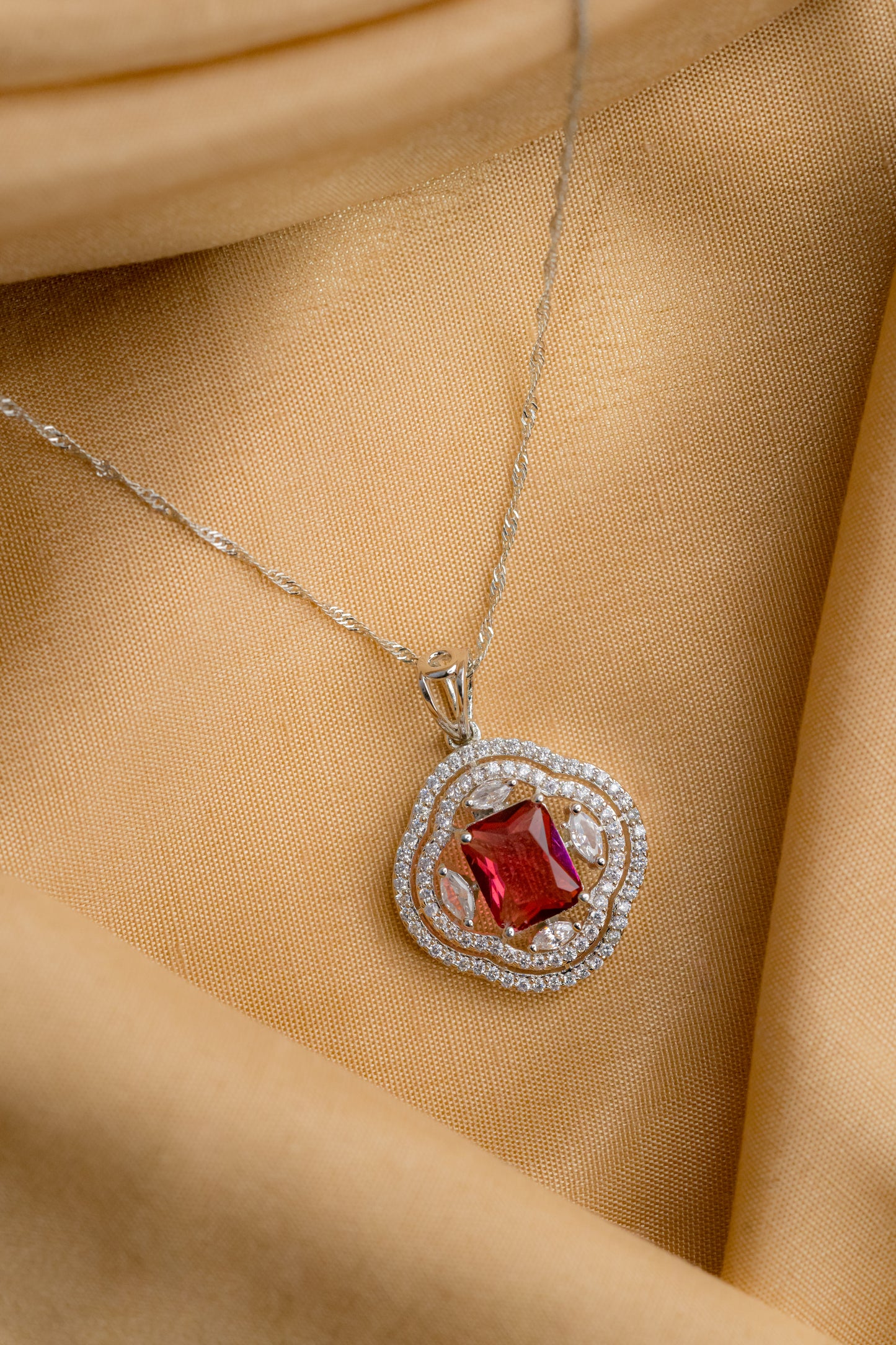 925 Pure Silver Fine Empress Rose Pendant