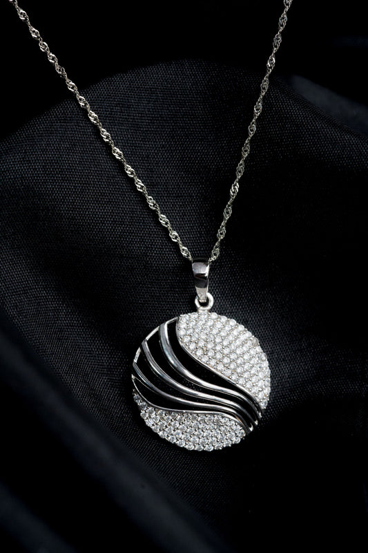 Oceanic Wave 925 Pure Silver Fine Pendant