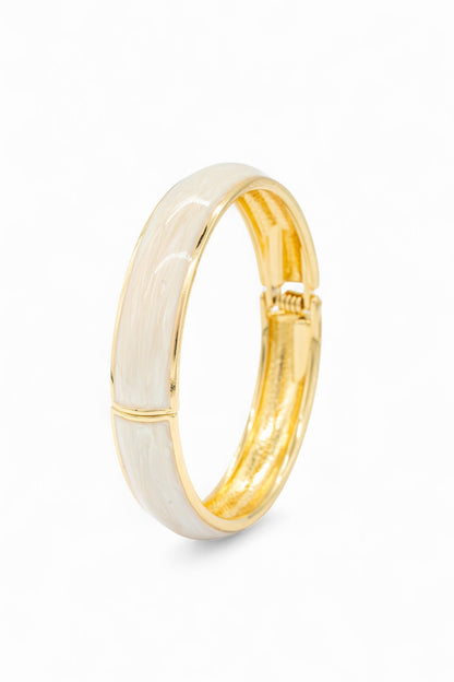 Enamel Gold-Plated Statement Turquoise and Ivory Bangles Stack