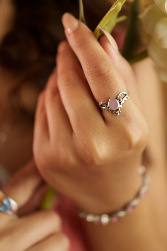 The Pink Stone 925 Pure Silver Fine Ring