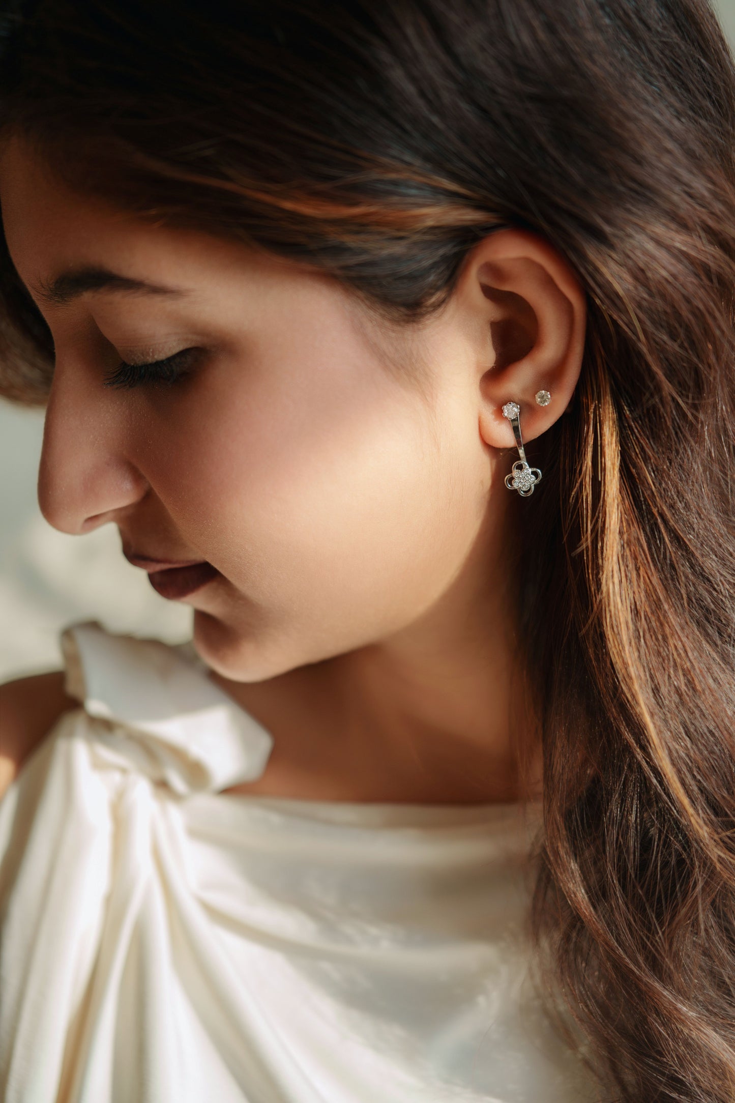Halo Flower Hanging Earrings cum Studs