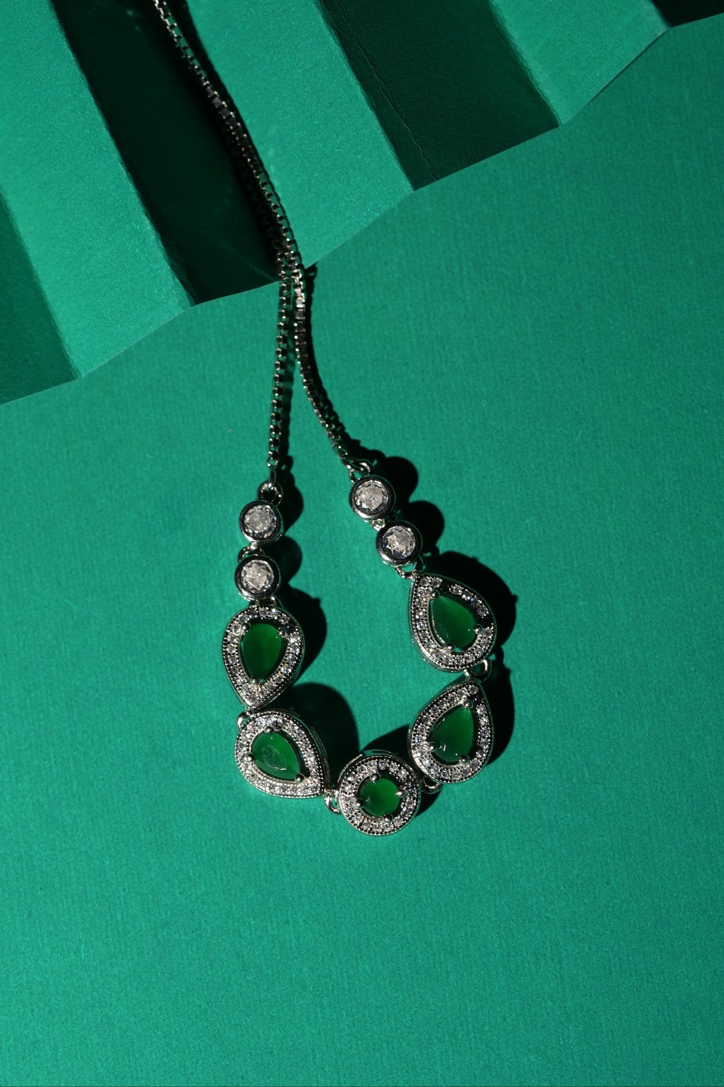 The Green Stone 925 Pure Silver Fine Bracelet