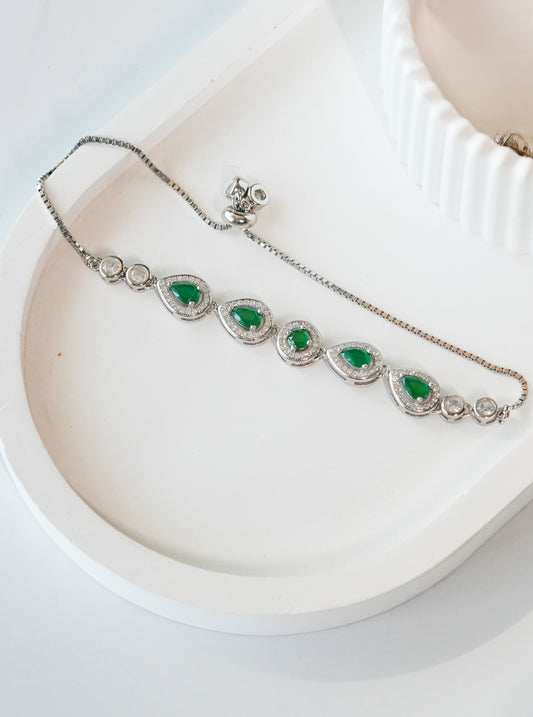 The Green Stone 925 Pure Silver Fine Bracelet