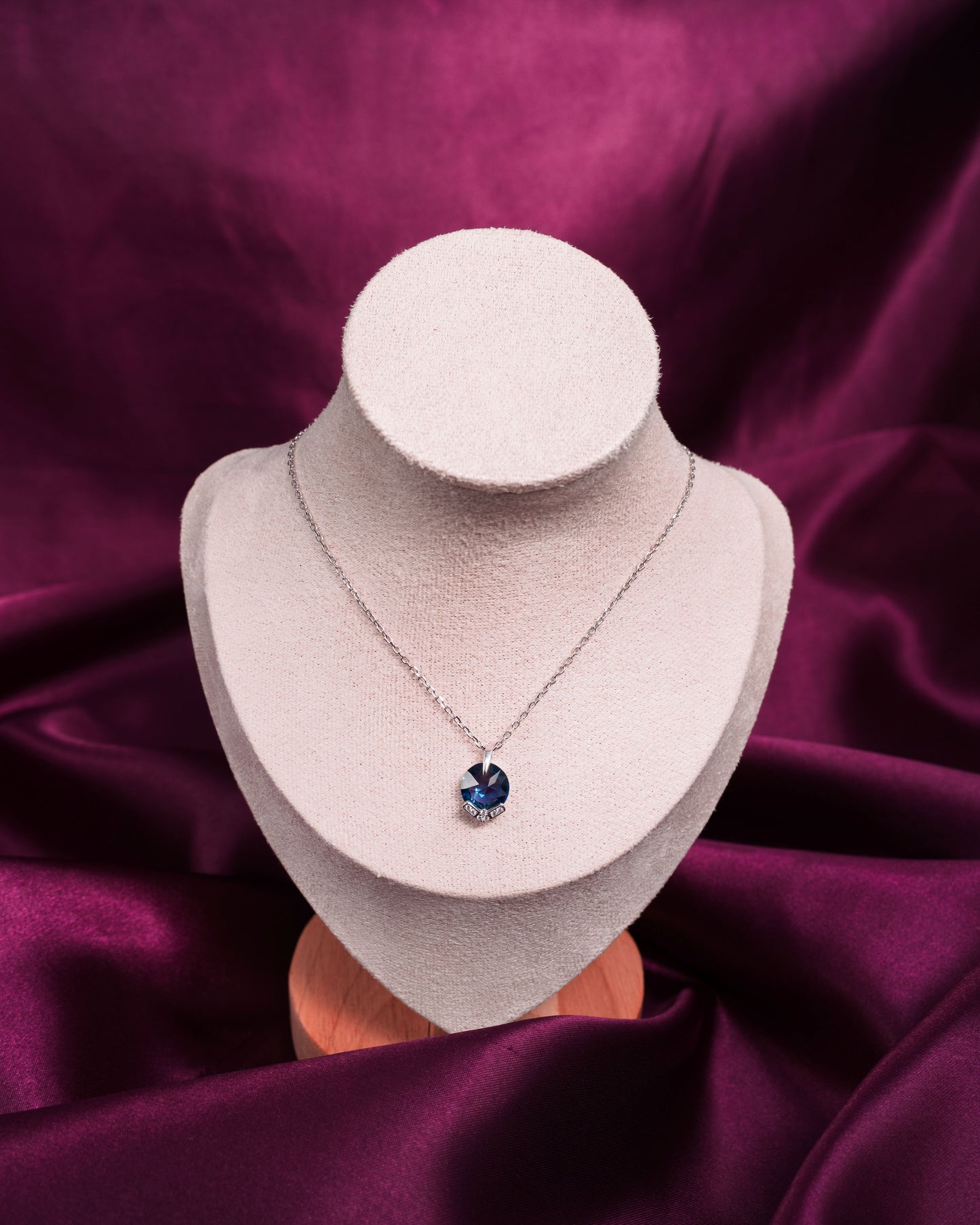 Blue Swarovski Stone 925 Pure Silver Fine Pendant