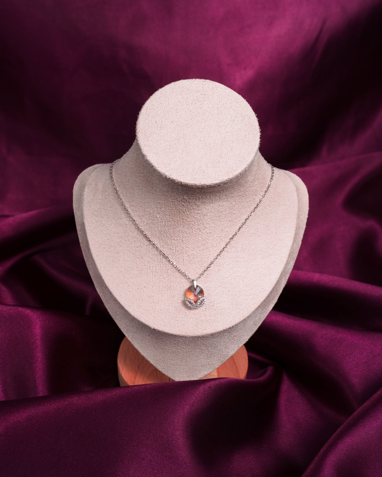 The Wine Swarovski Stone 925 Pure Silver Fine Pendant