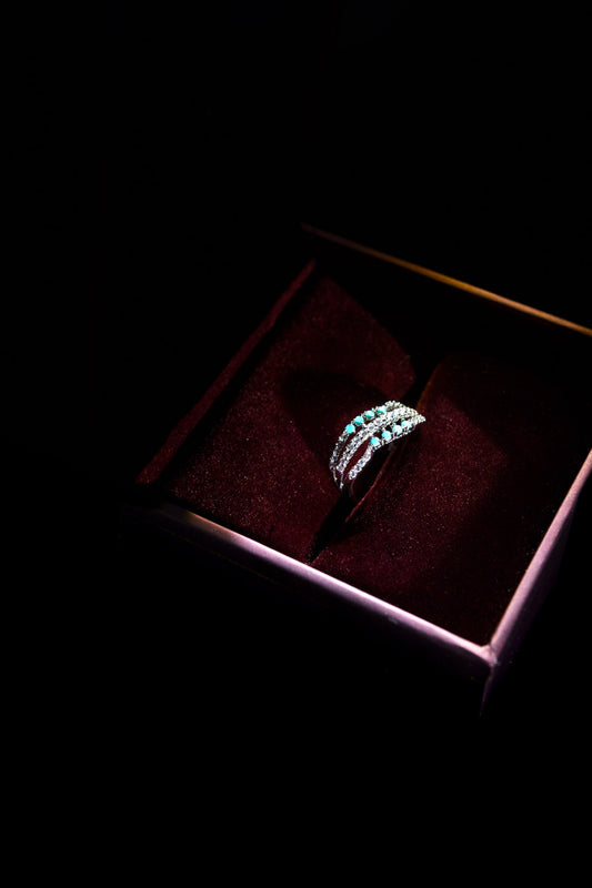 Teal Zircon 925 Pure Silver Fine Ring