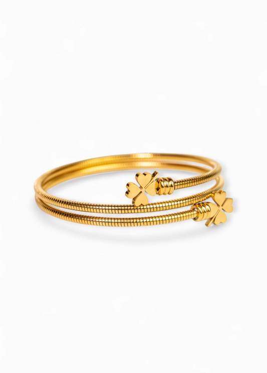 Gold Plated Clover Charm Bracelet