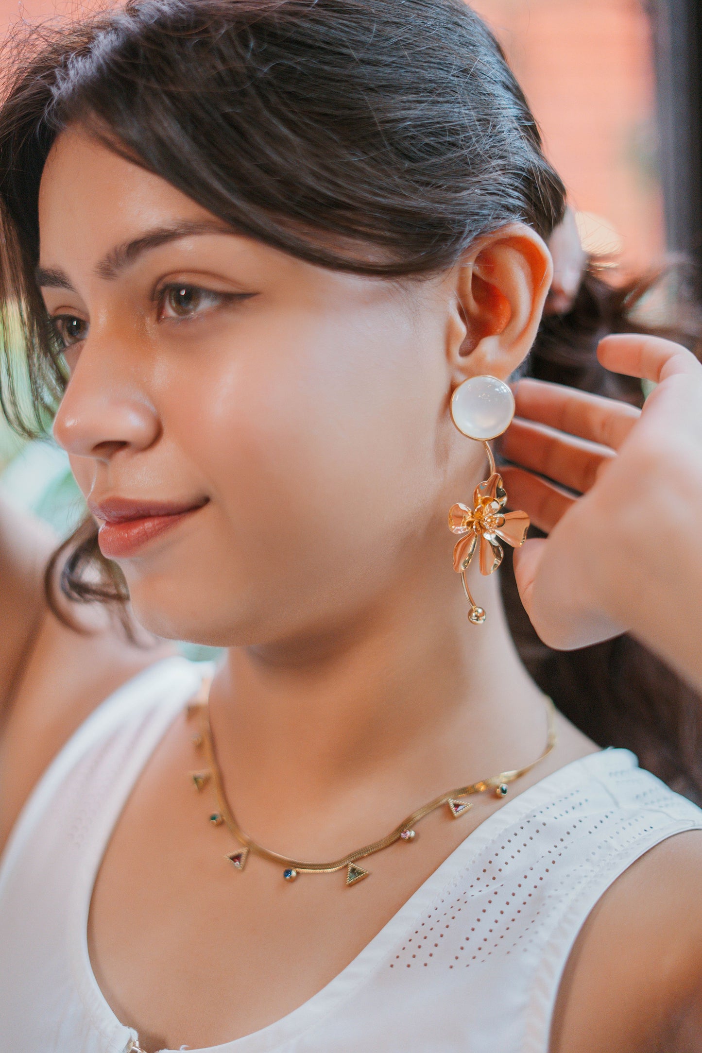 Gold Plated Floral Earrings