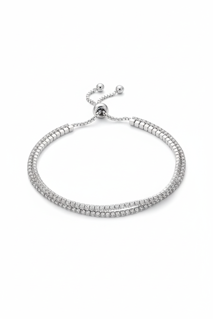 925 Pure Silver Fine Double Layer Tennis Bracelet