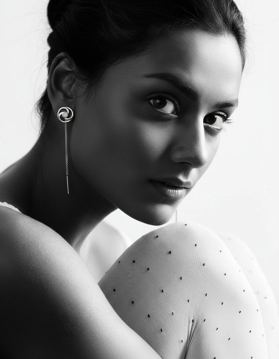 925 Pure Silver Fine Cosmic Latkan Earrings